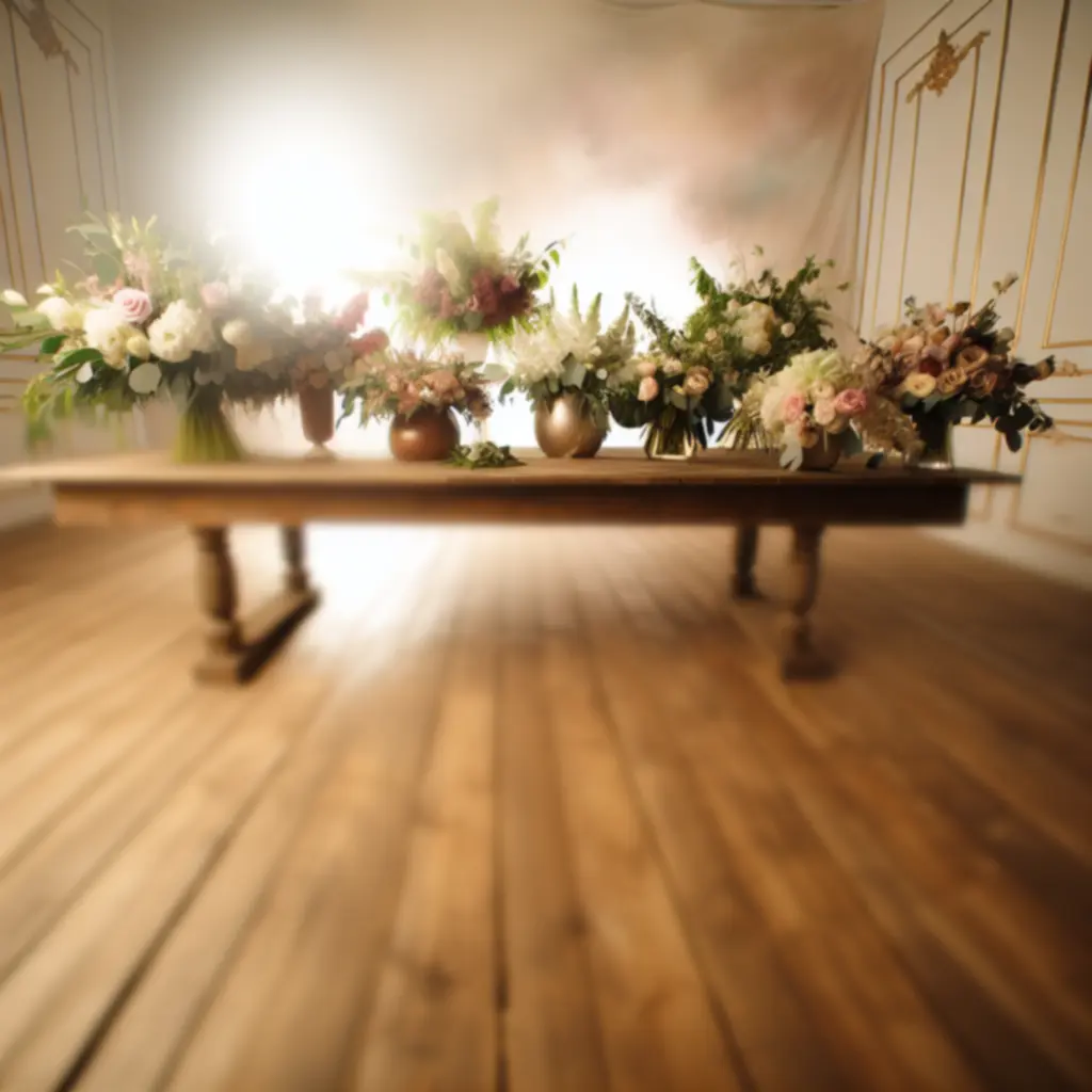 Różne style bukietów ułożone na eleganckim stole