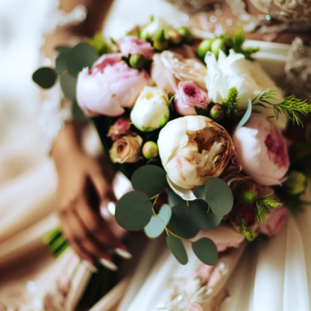 Bukiet Panny Młodej w romantycznych odcieniach pudrowego różu i bieli