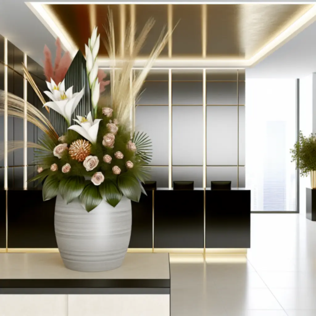 Elegancka kompozycja kwiatowa w przestrzeni biurowej