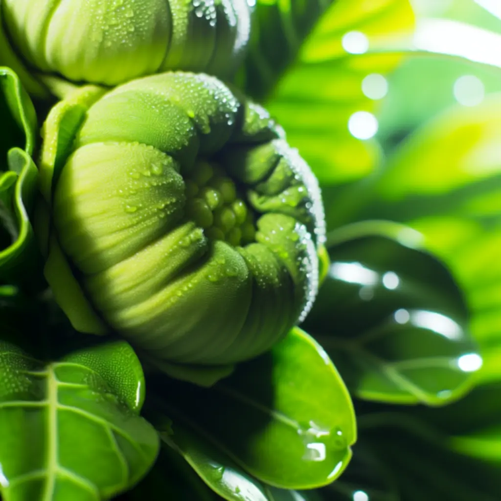 Detal świeżych zielonych liści i kwiatów przygotowywanych do bukietu