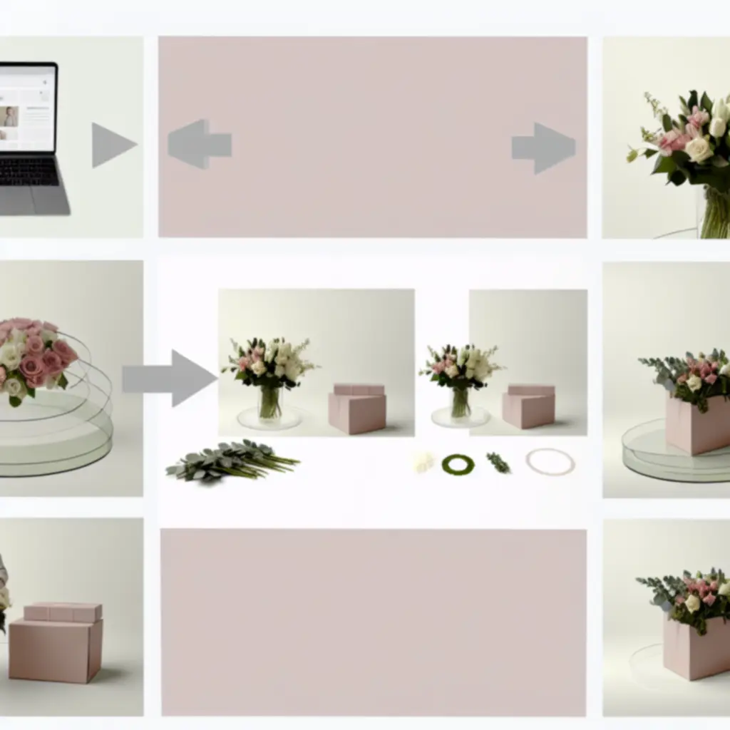 Schemat procesu zamawiania bukietu online i telefonicznie