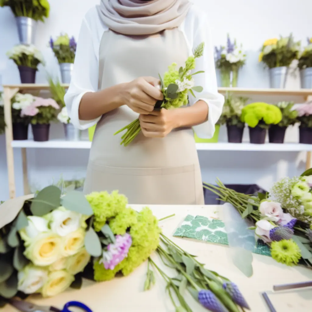 Profesjonalna florystka komponująca luksusowy bukiet